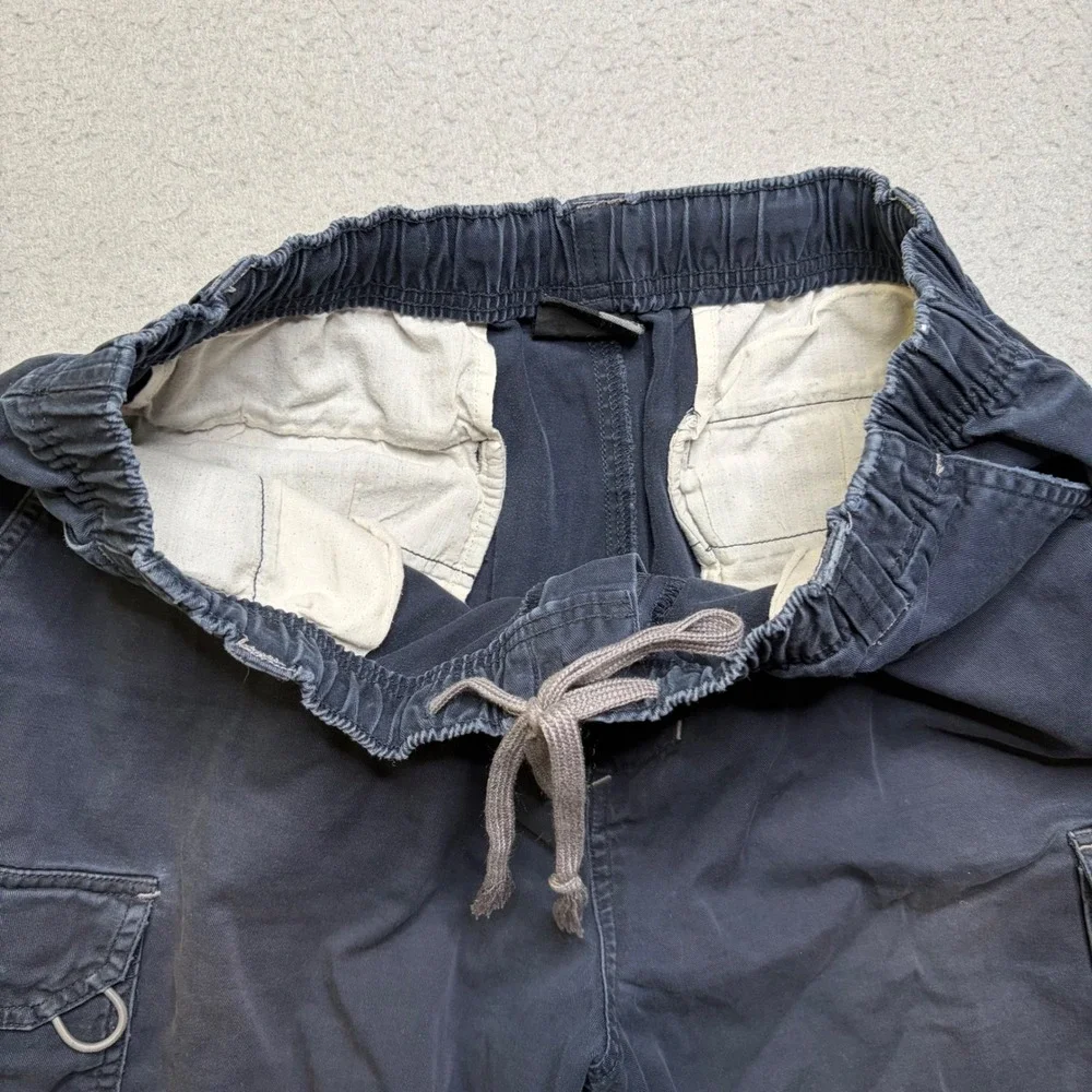 OP Sport Cargo Shorts Mens 34 Blue Y2K Faded Elastic Waist Utility Pockets